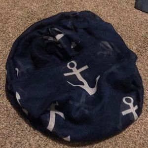 Navy blue infinity scarf with white anchors